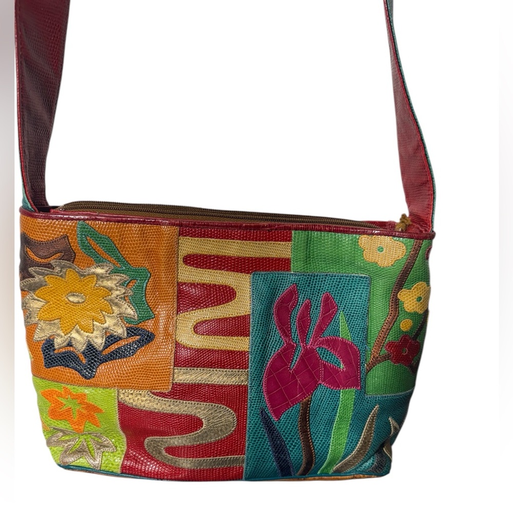 Sharif Multicolor Leather Patchwork Shoulder Purse - image 2